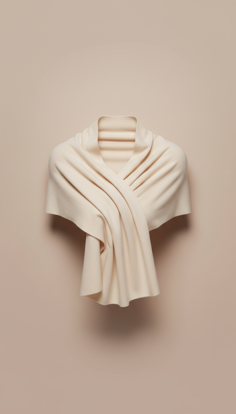 Ivory Cashmere Wrap with Hand-Finished Edges