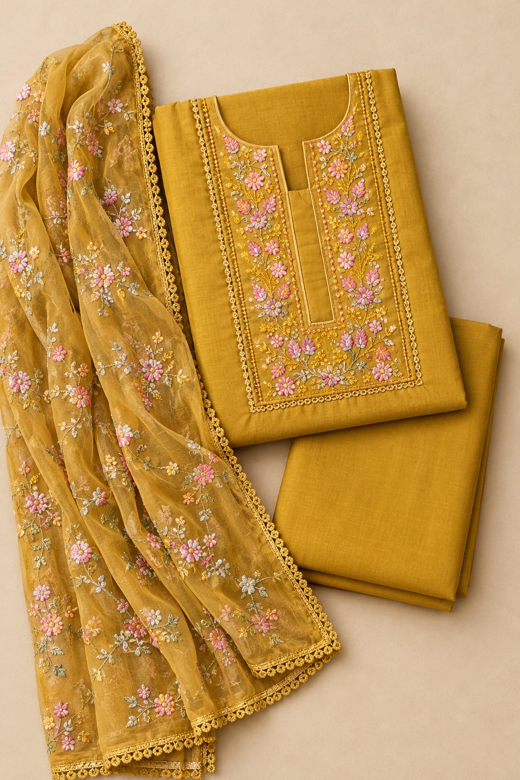 silk cotton with kotta duppatta