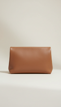Soft Mocha Leather Clutch Bag with Magnetic Closure