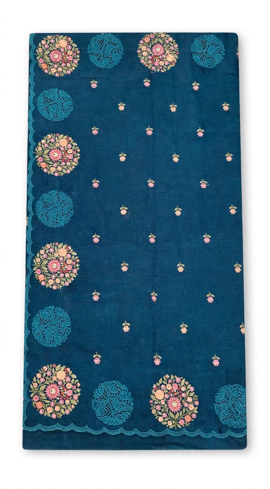 Kotta Doriya Floral Embroidery with Cut Work saree