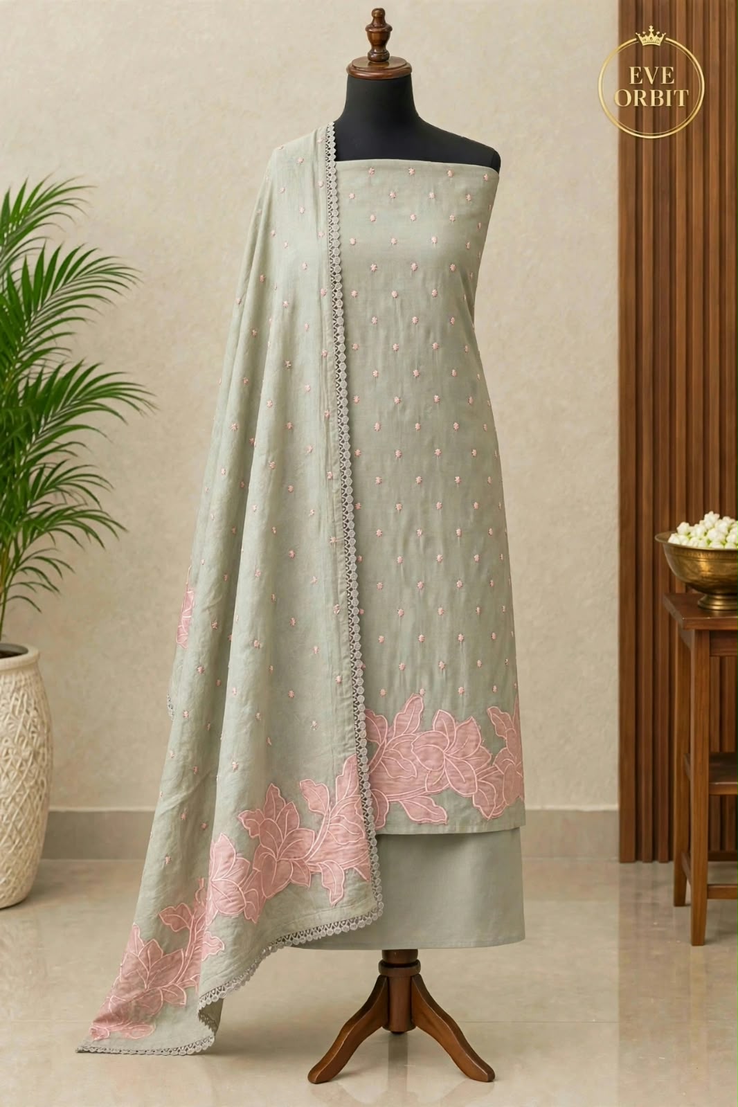 Soft Slik with Applique Work